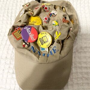Vintage Yupoong  Sun Hat  With 34  Pins.‎  1